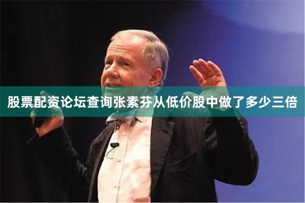 股票配资论坛查询张素芬从低价股中做了多少三倍
